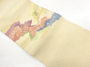 綴れ変わり道長取に花唐草模様織出し名古屋帯